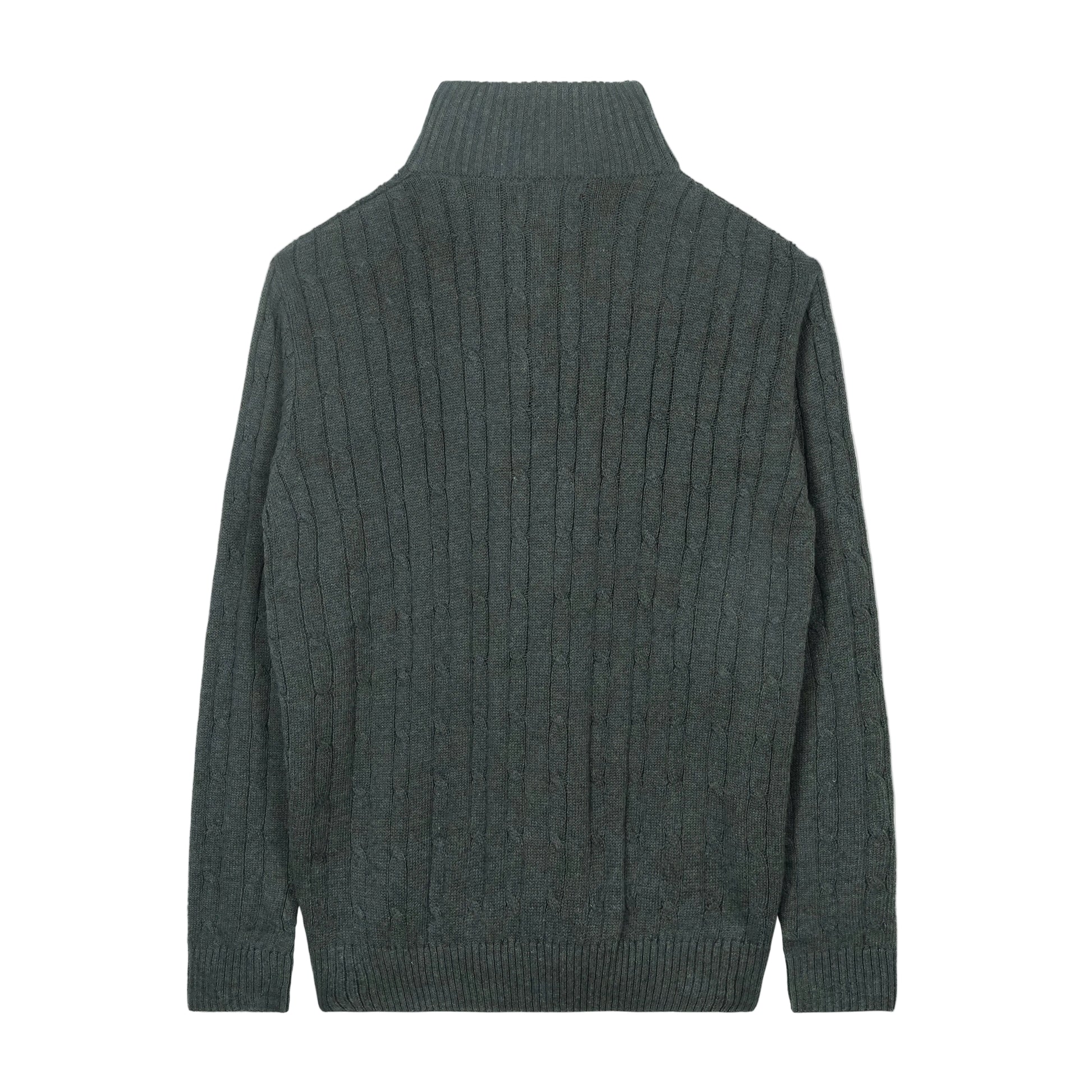 Charcoal Cable Knit Quarter Zipper