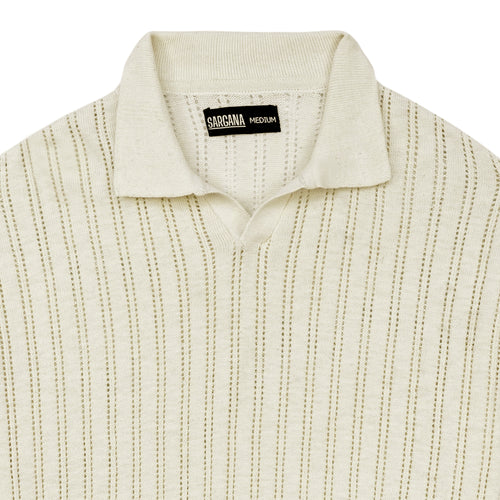 Cream Crochet Polo