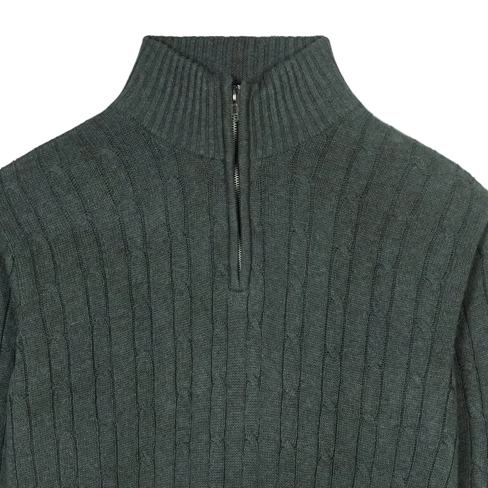 Charcoal Cable Knit Quarter Zipper