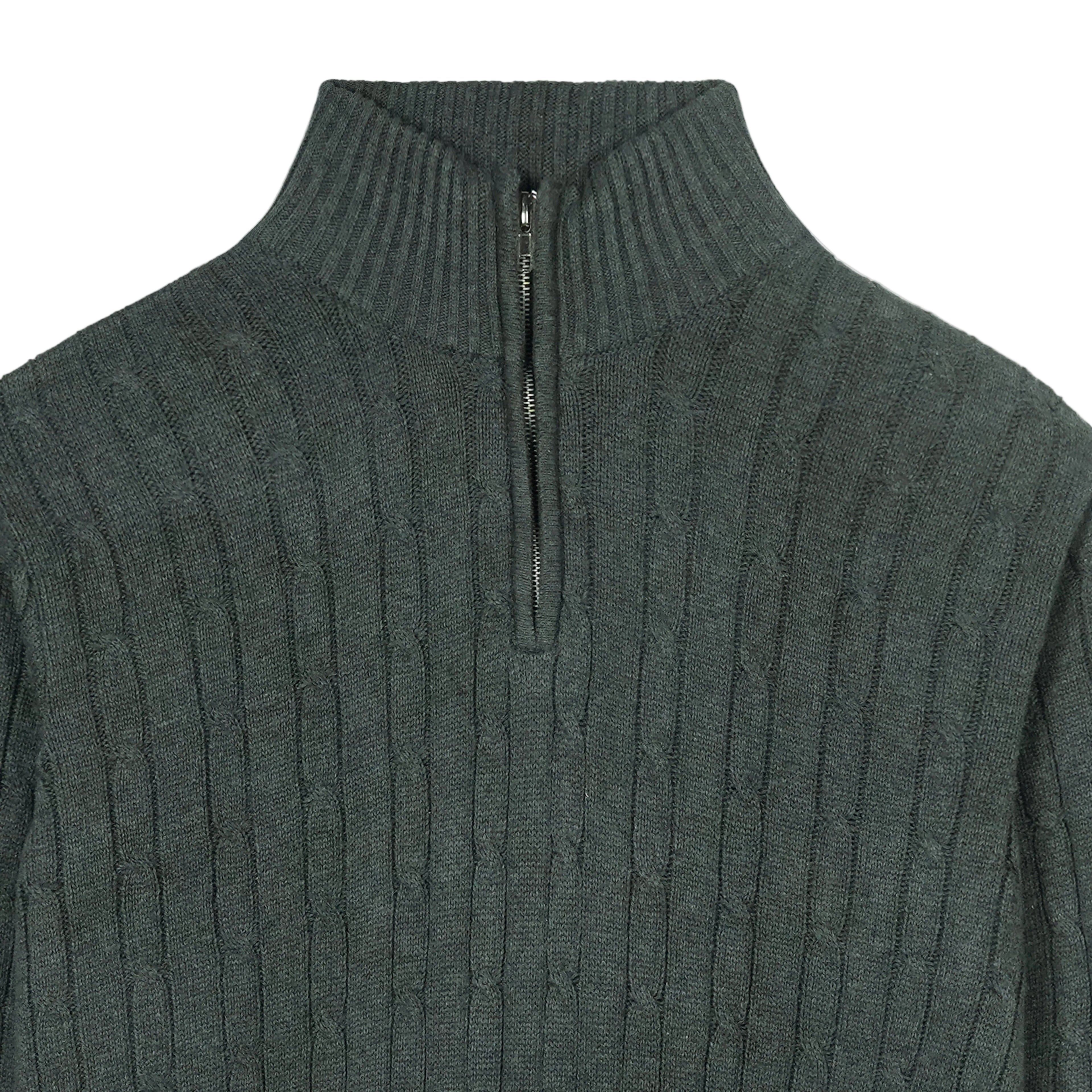 Charcoal Cable Knit Quarter Zipper