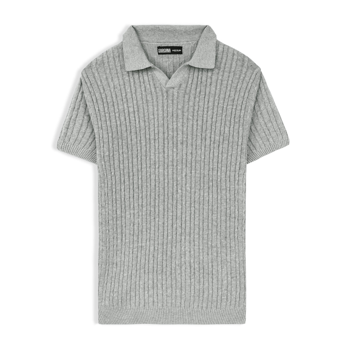 Grey Cable Knit Polo