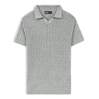 Grey Cable Knit Polo