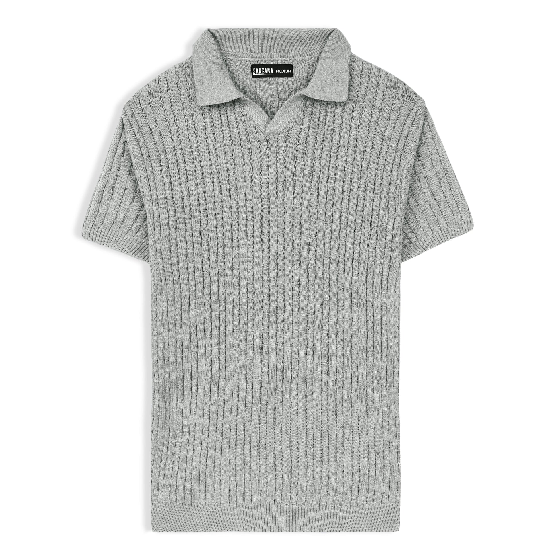 Grey Cable Knit Polo