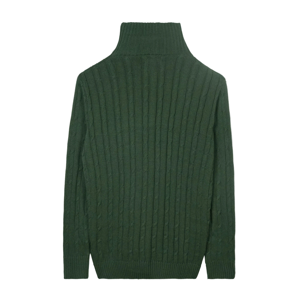 Olive Cable Knit Quarter Zipper