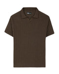 Brown Cable Knit Polo