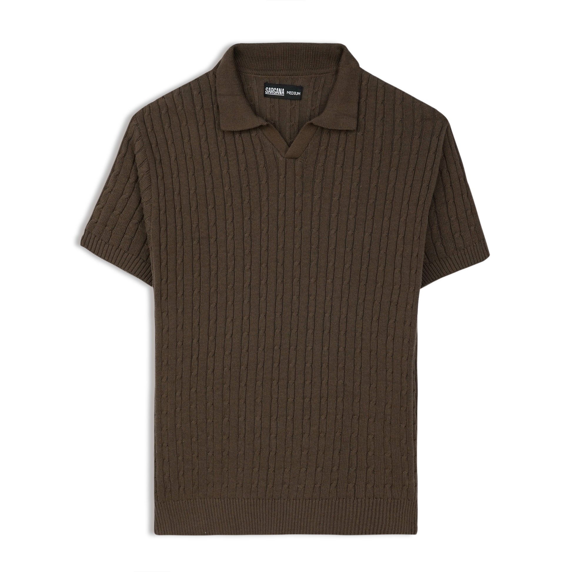 Brown Cable Knit Polo