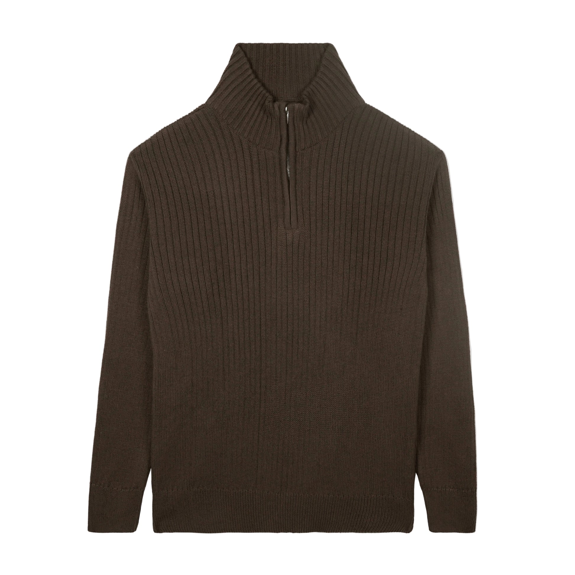 Coffee Knitted Quarter Zipper
