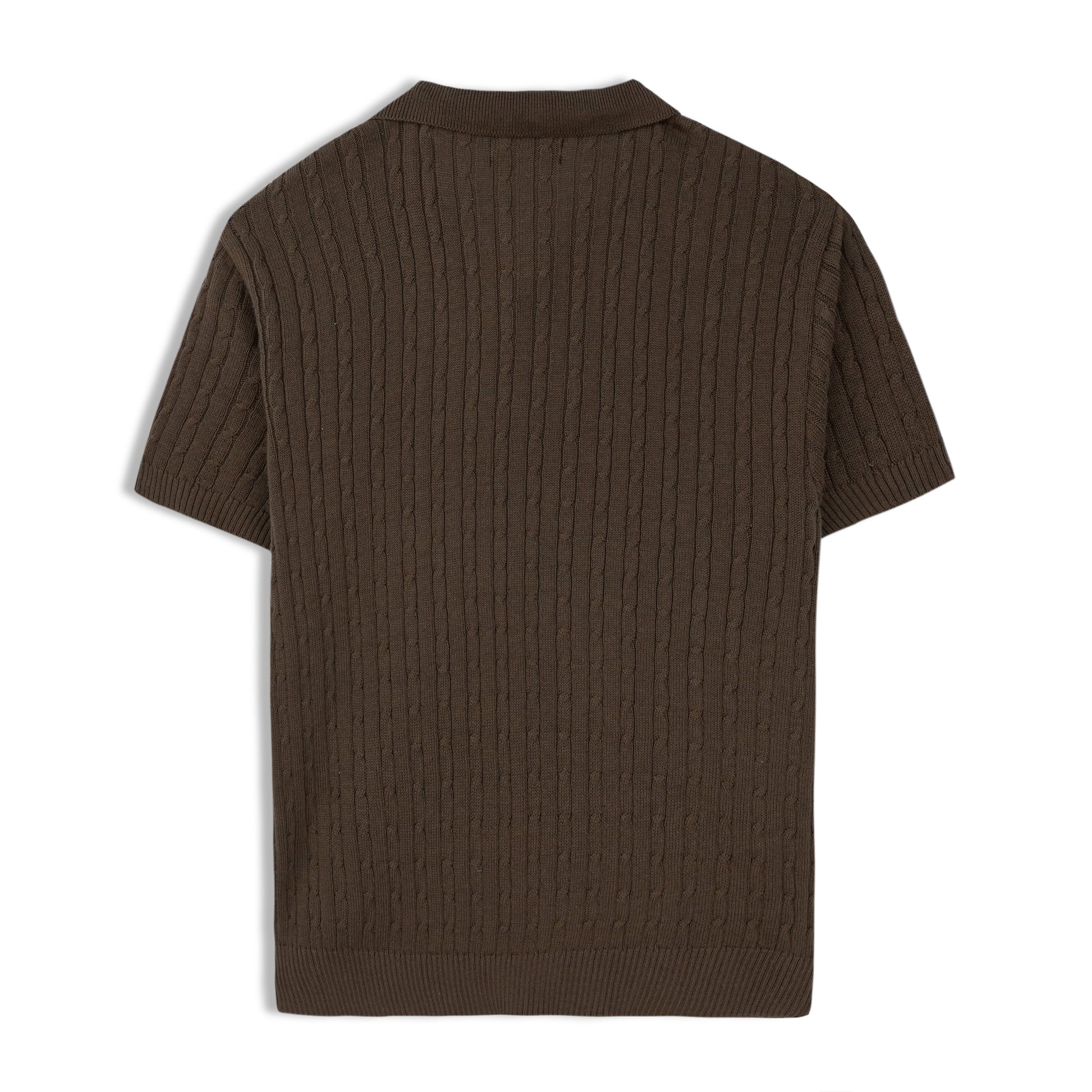 Brown Cable Knit Polo