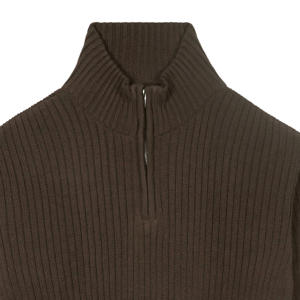 Coffee Knitted Quarter Zipper