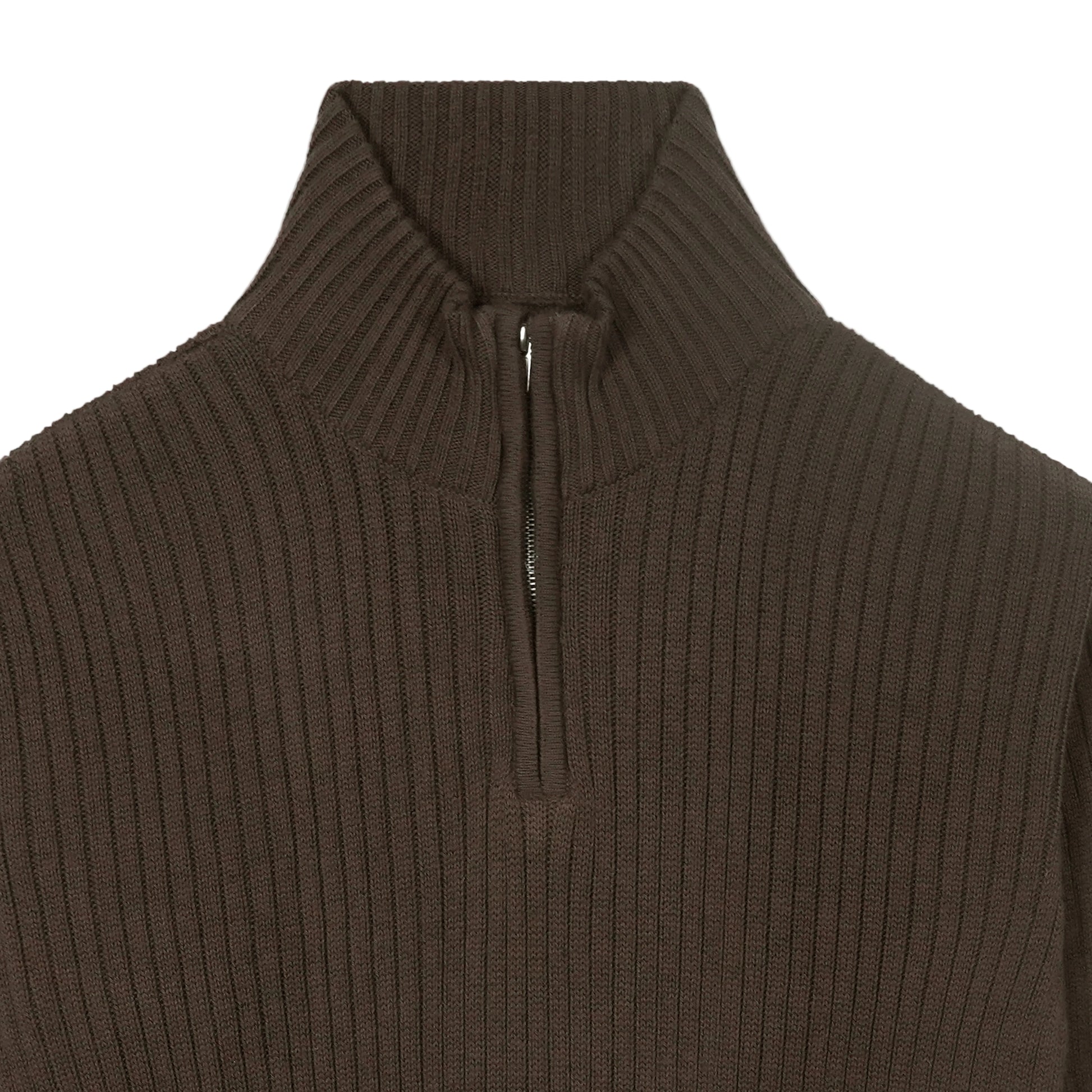 Coffee Knitted Quarter Zipper