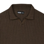 Brown Cable Knit Polo
