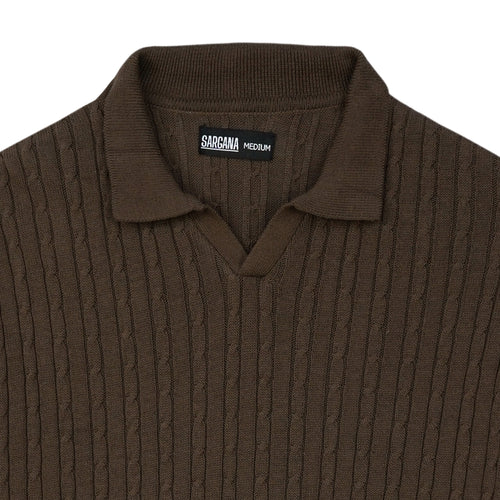 Brown Cable Knit Polo