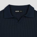 Navy Cable Knitted Polo