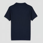 Navy Cable Knitted Polo