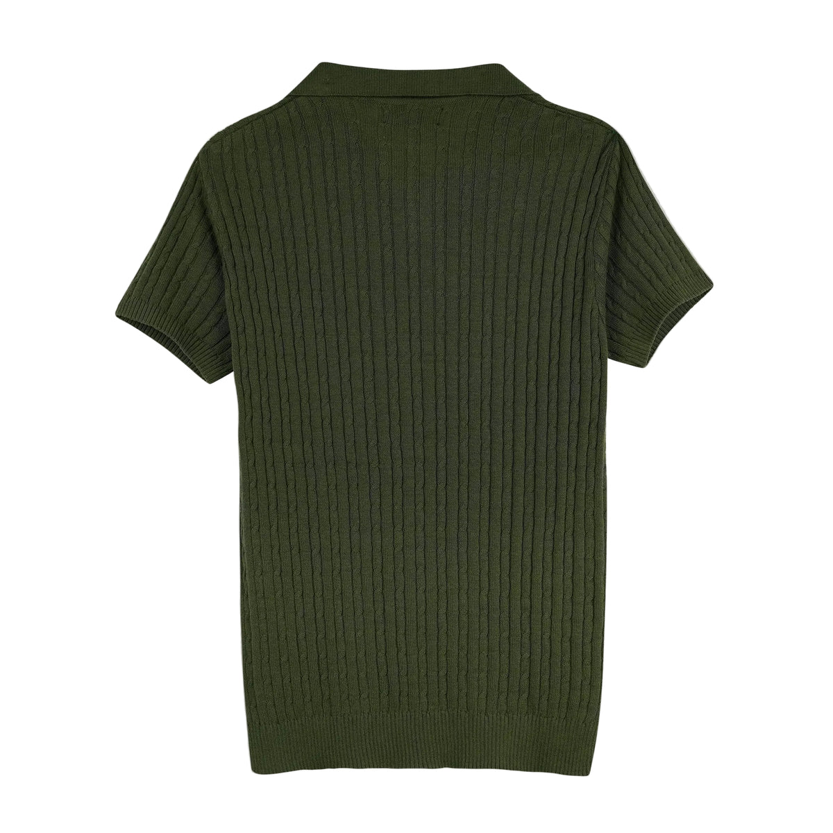 Olive Cable Knitted Polo