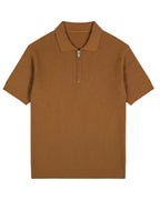 Caramel Knitted Quarter Zip Up