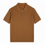 Caramel Knitted Quarter Zip Up