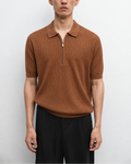 Caramel Knitted Quarter Zip Up
