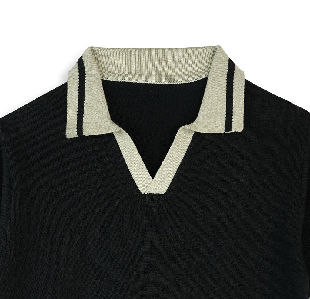 Black Knitted Polo