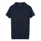 Navy Cable Knitted Polo