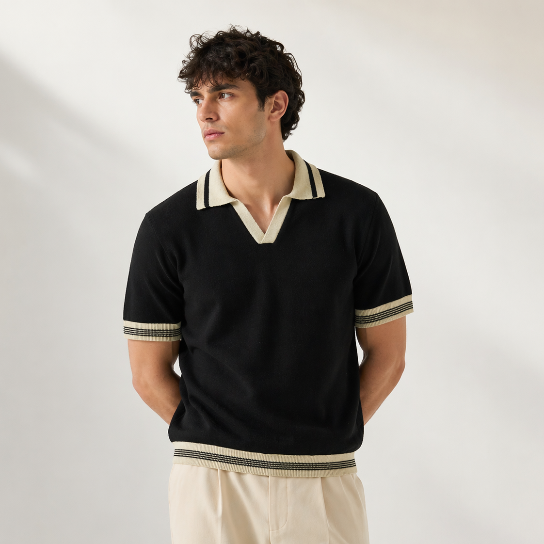 Black Knitted Polo