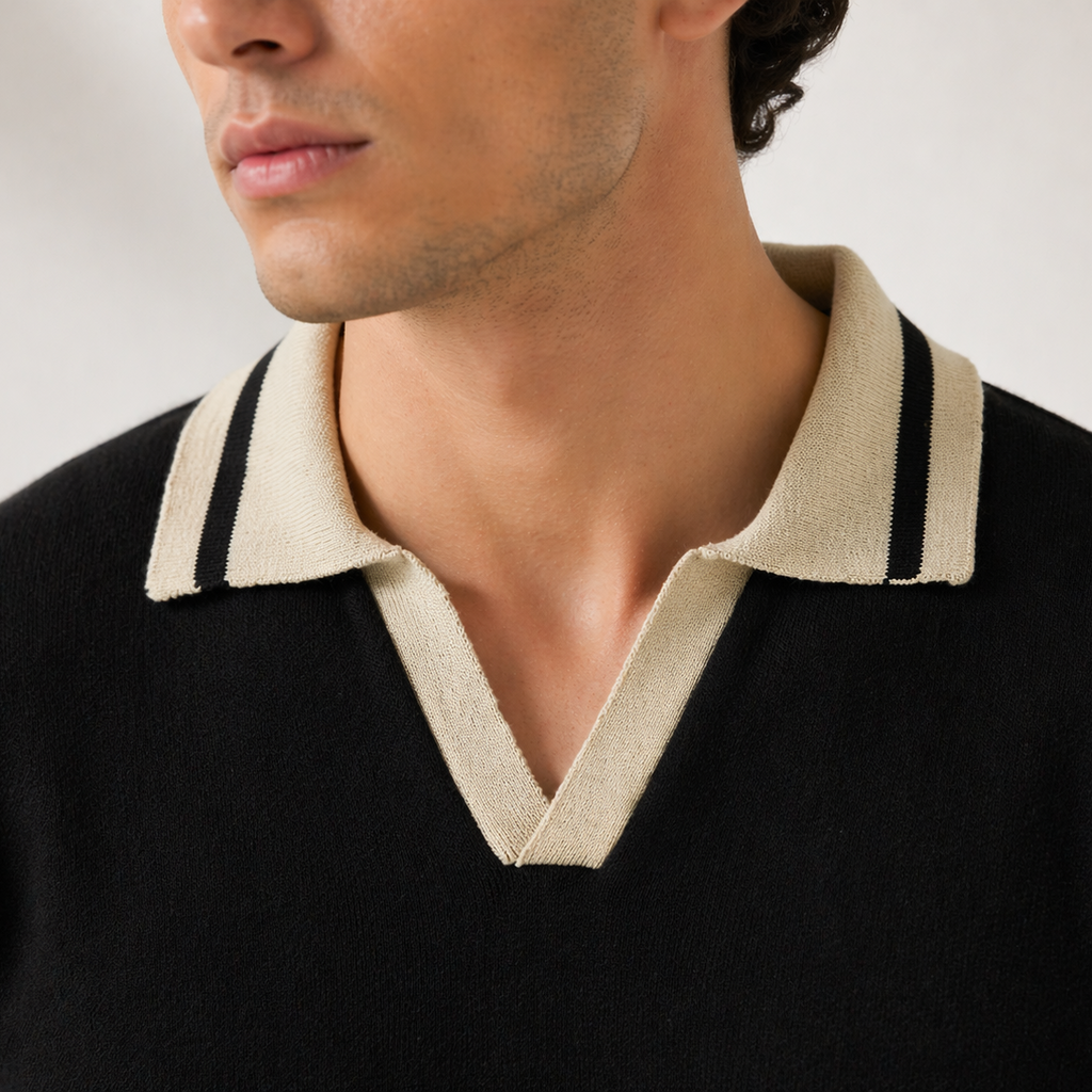 Black Knitted Polo