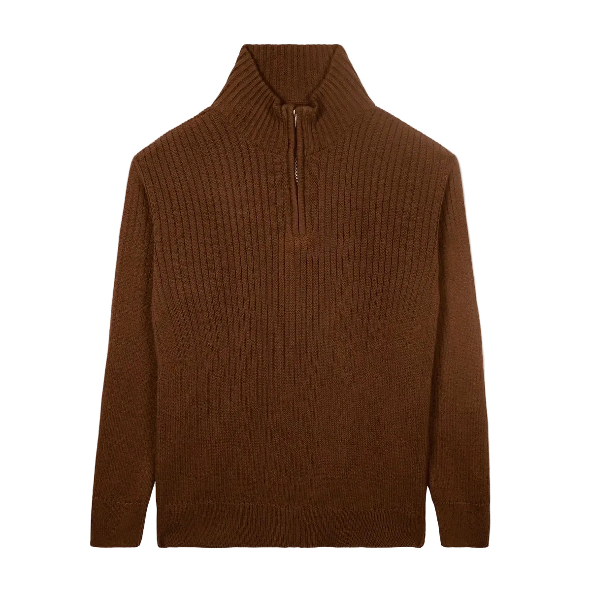 Coffee Knitted Quarter Zipper