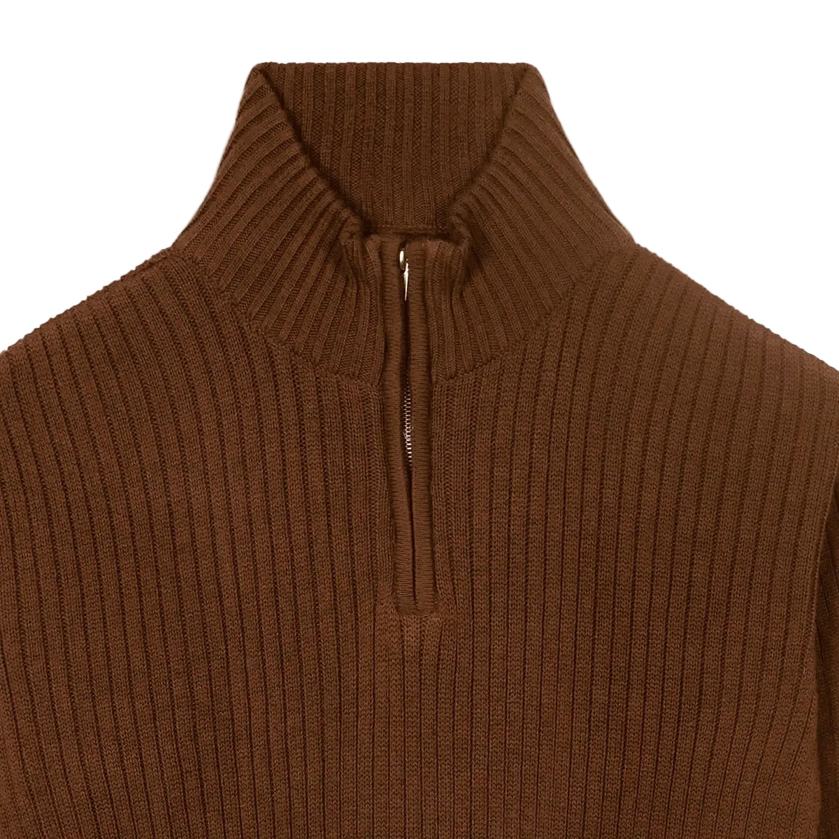 Coffee Knitted Quarter Zipper