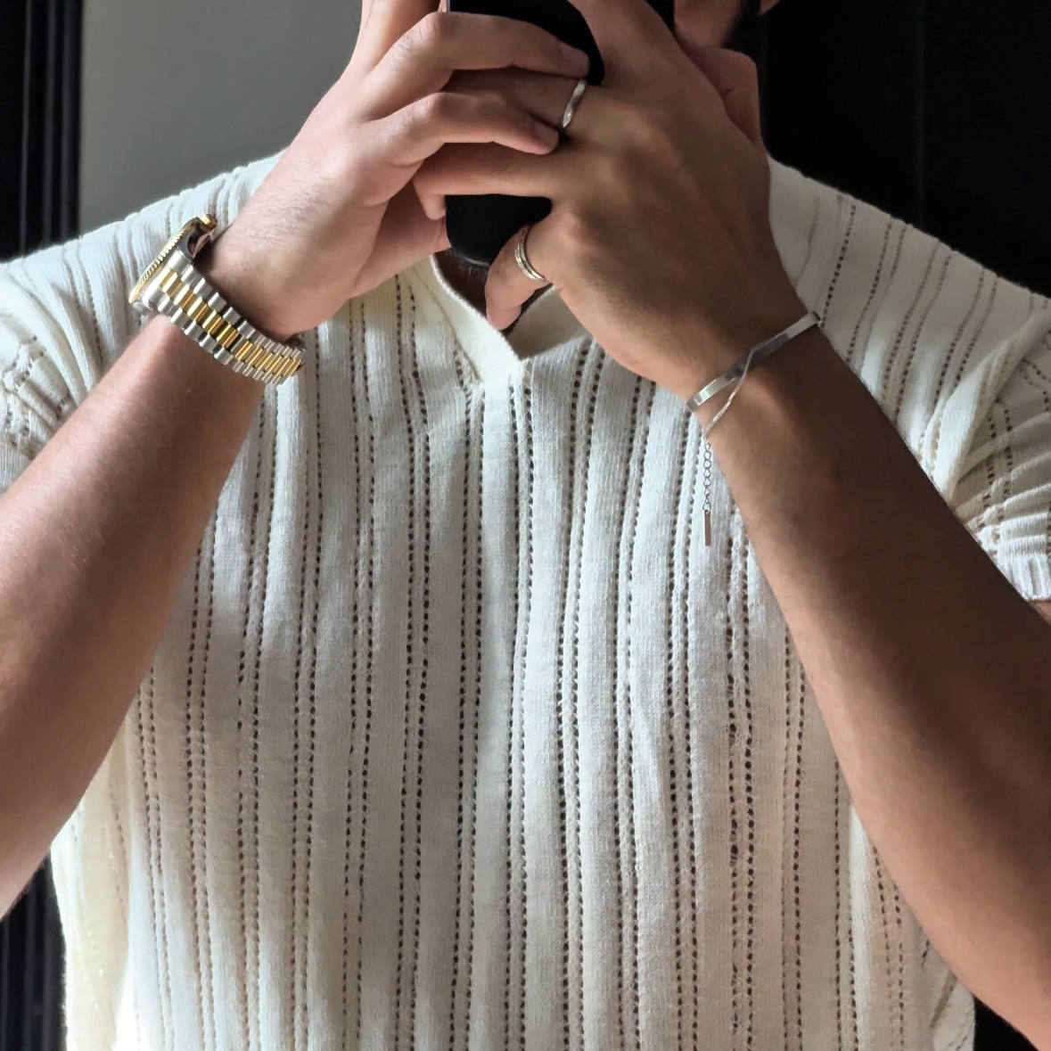 Cream Crochet Polo
