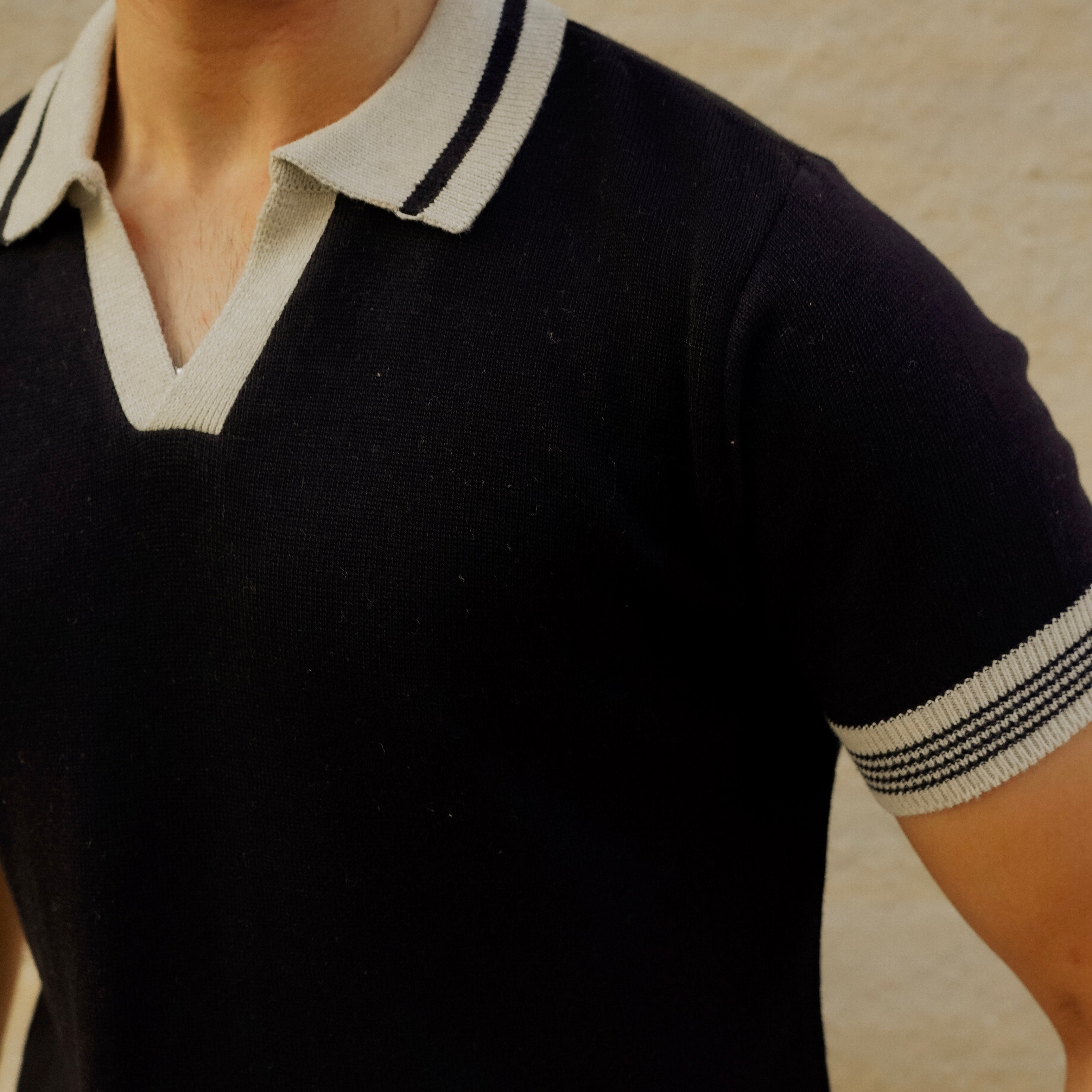 Black Knitted Polo