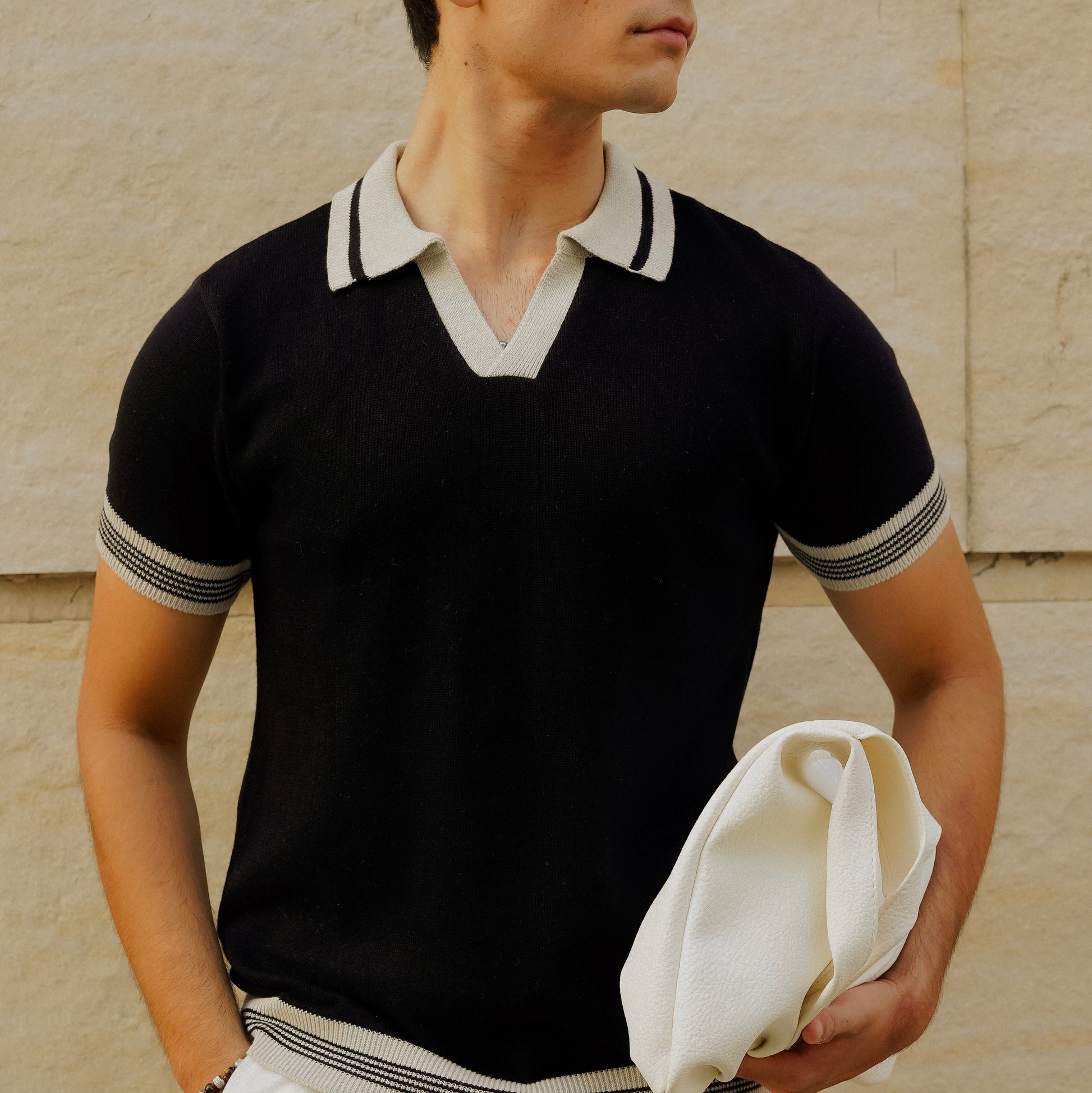 Black Knitted Polo