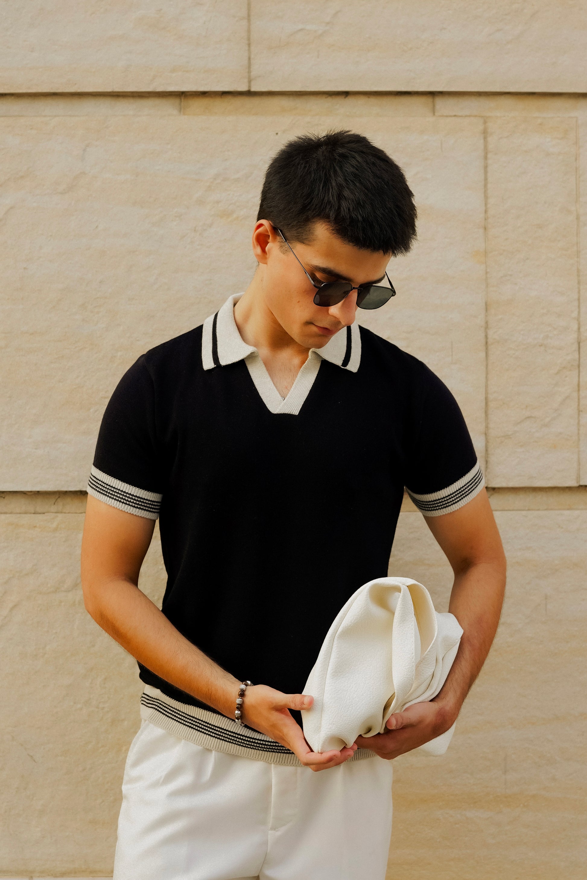 Black Knitted Polo