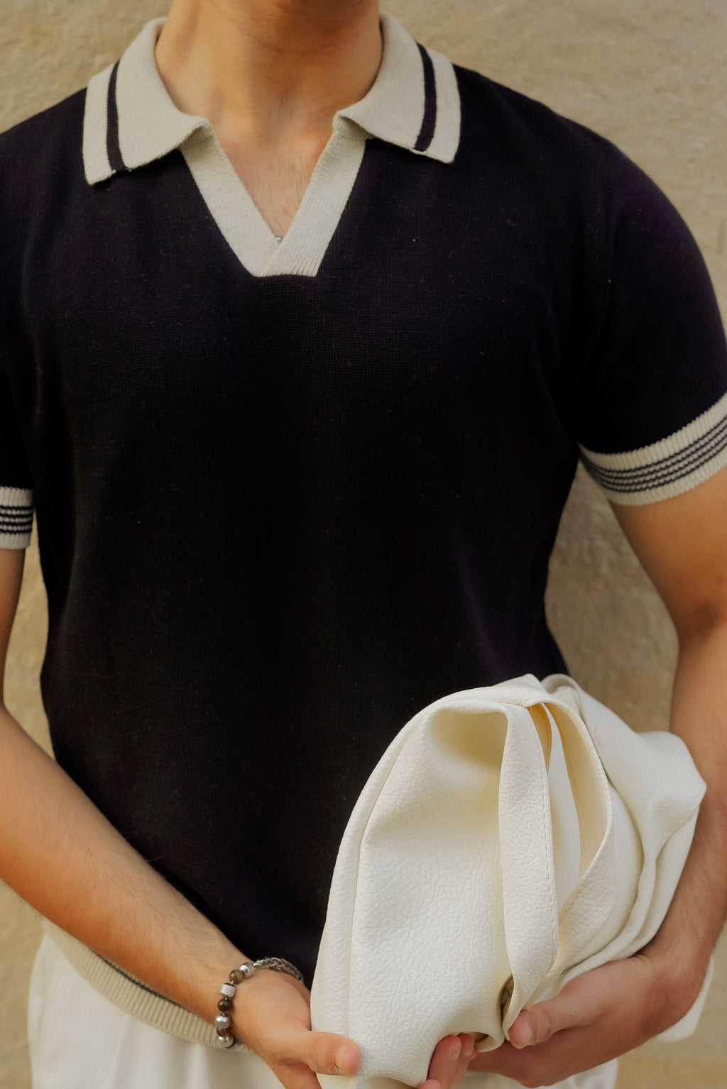 Black Knitted Polo