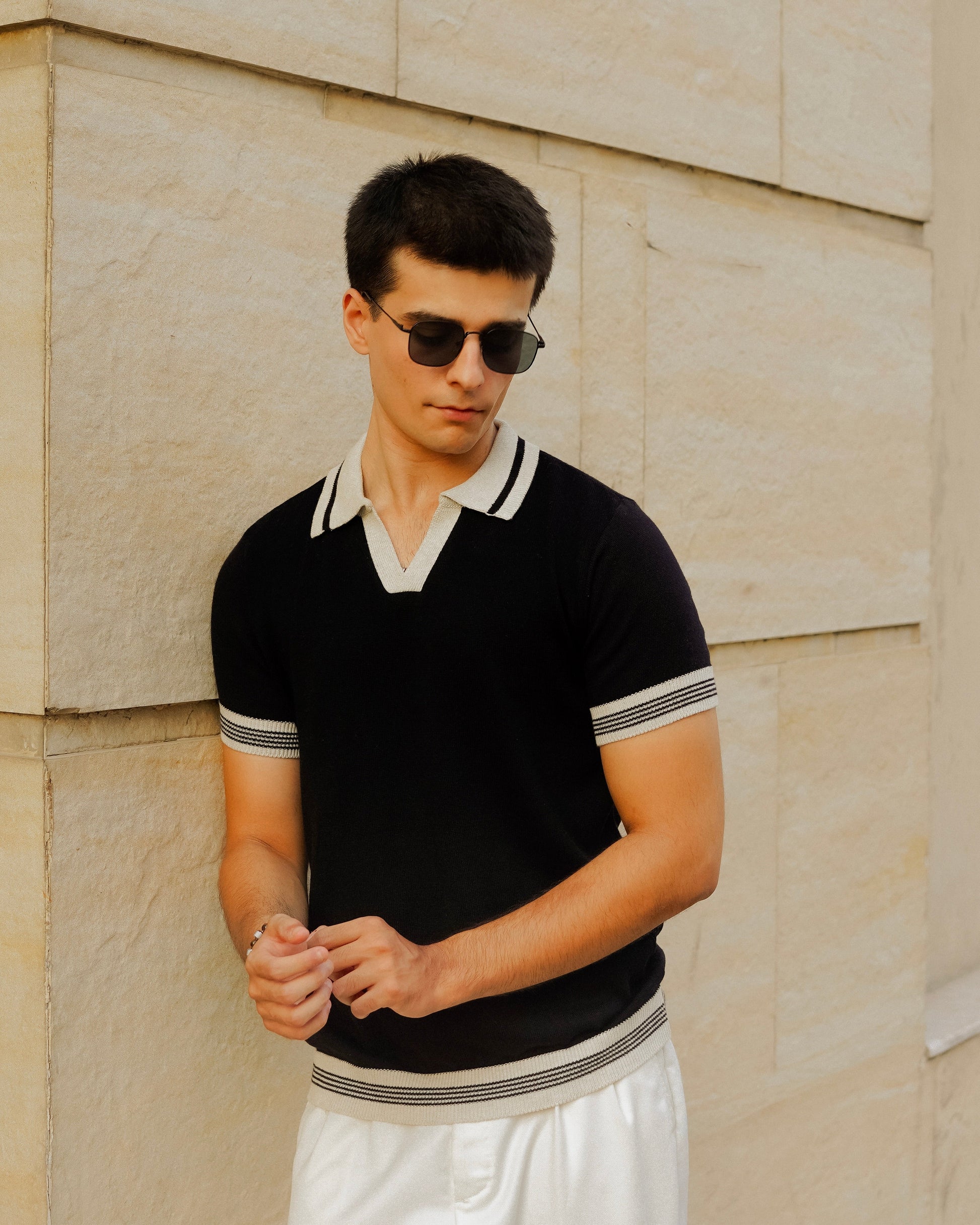 Black Knitted Polo