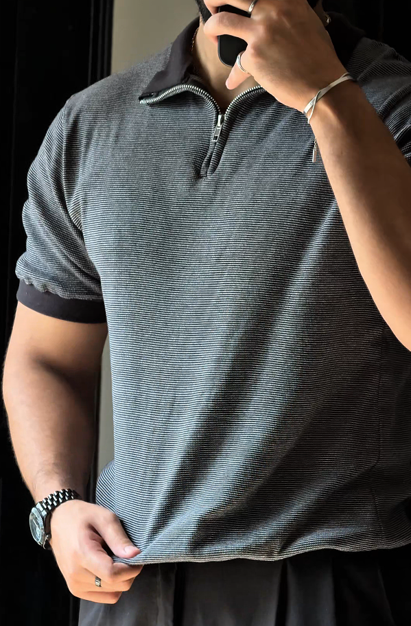 Navy Contrast Polo